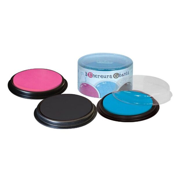 Pack 3 Encreurs Géants Ronds rose, bleu et noir