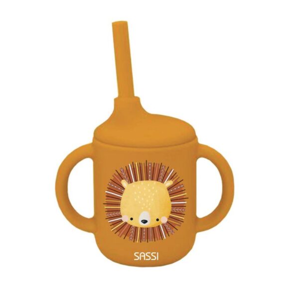 Tasse avec paille silicone - Lion
