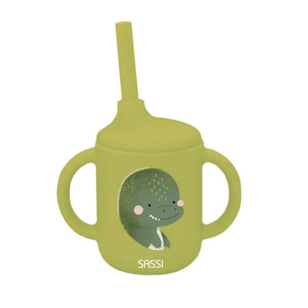 Tasse avec paille silicone - Dinosaure