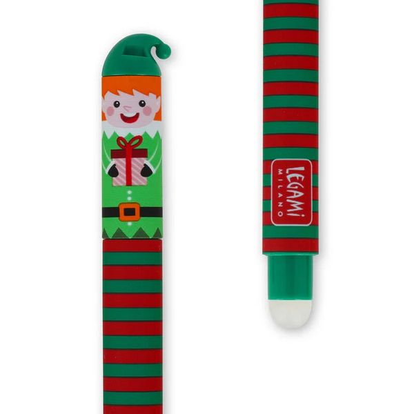 3 Stylos Gel Effaçables – Motif Noël (Père Noël, Renne, Elfe), Pointe 0.5mm, Idéal Pour écriture Et Cadeau