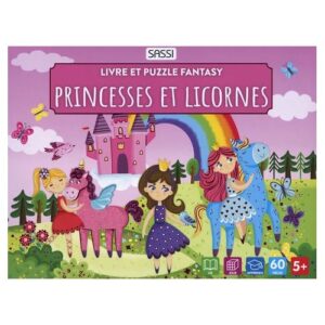 Puzzle + Livre – Princesses et Licornes 60 pcs