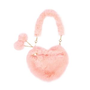 Sac à main Coeur en fourrure – Pêche