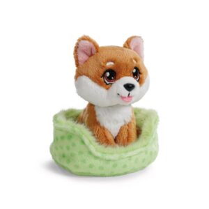 Chien shiba dans son panier vert – Little paws