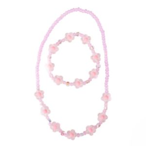 Set collier/bracelet “Pink Crystal Blooms”