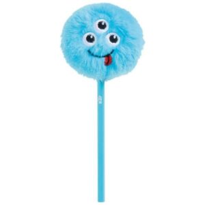 Crayon monstre bleu avec pompon moelleux
