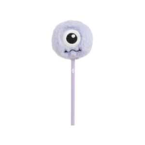 Crayon monstre mauve avec pompon moelleux
