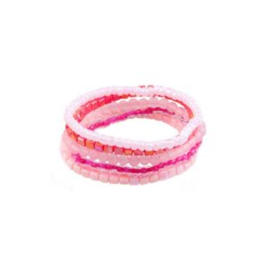 Ensemble de 5 bracelets roses perlés