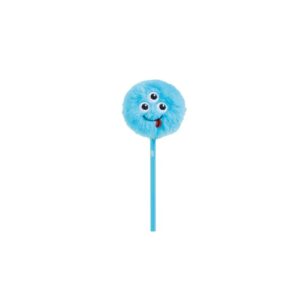 Crayon monstre bleu avec pompon moelleux