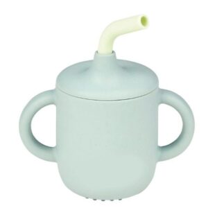 Gobelet en silicone & paille – Vert