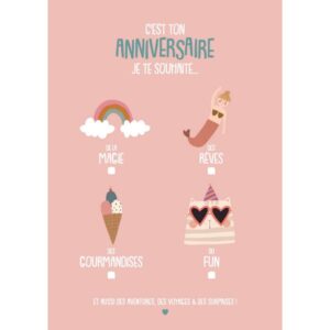 Carte Je te souhaite – Rose